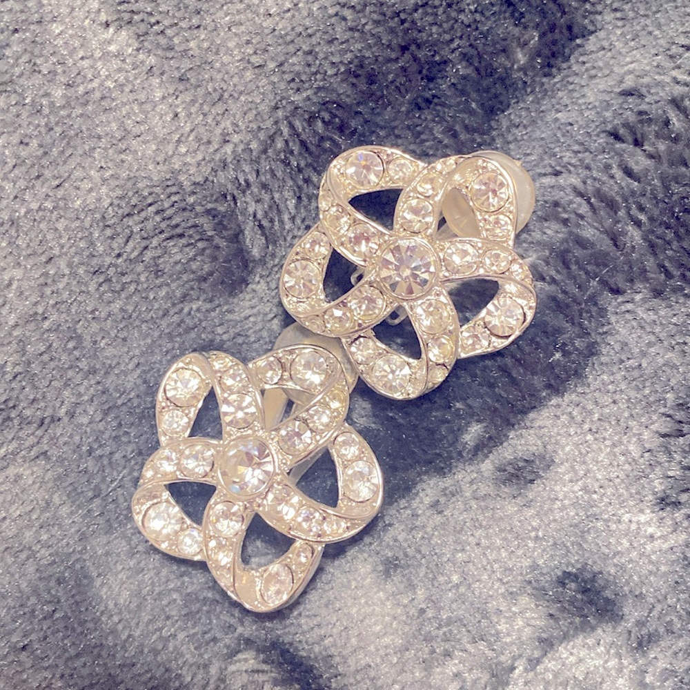 Rhinestone Sparkly Clip Earrings